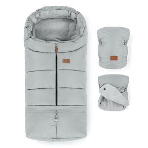 PETITE&amp;MARS Winter set Jibot 3in1 fur bag for pram - Jasie Quiet Grey