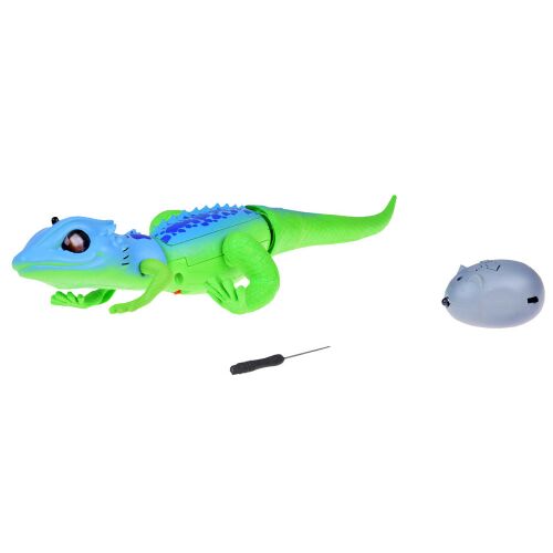 Realistická Jašterica Diaľkovo Ovládaná Hračka RC0635, zelená a modrá jašterica s diaľkovým ovládaním, na bielom pozadí