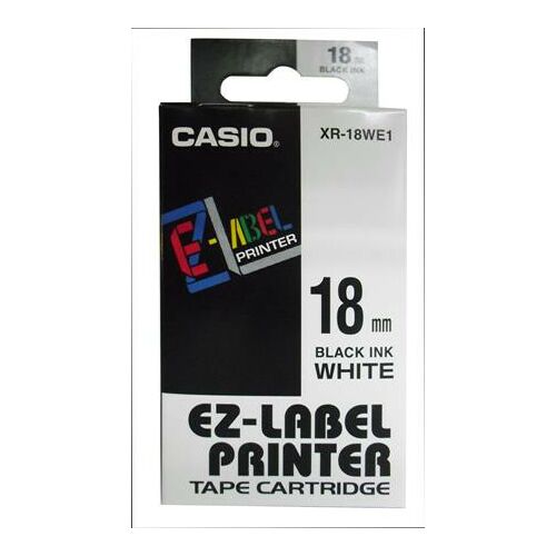 Feliratozógép szalag, 18 mm x 8 m, CASIO, fehér-fekete 122870859