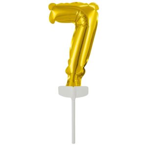 Topper tort Arany Gold numărul 7, balon folie, perfect pentru decorarea tortului de ziua a 7-a - Decoratiuni pentru tort