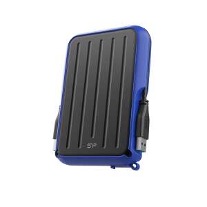 Silicon Power Armor A66 1TB external hard drive, blue and black, angled view - Silicon Power External Hard Drife