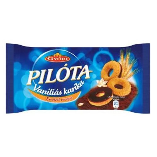 Győri Pilóta vaníliás karika étbevonóval, 300g-os csomag - Keksz