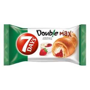 7DAYS Double Max Croissant vanília és epres töltelékkel, 80g - 7DAYS