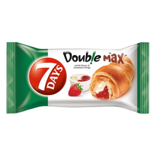 7DAYS Double Max Croissant vanília és epres töltelékkel, 80g
