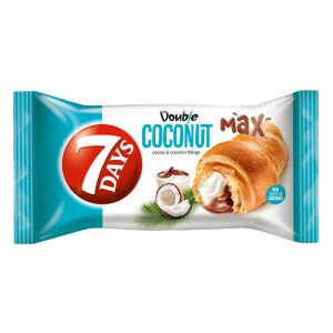 7DAYS Double Coconut Max Croissant kakaós és kókuszos töltelékkel, 80g - 7DAYS