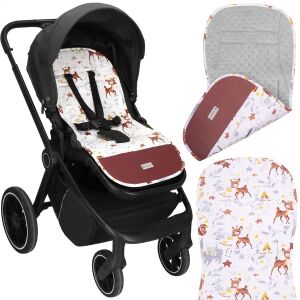 Springos stroller insert in stroller, deer pattern, brown and white, product details - Springos