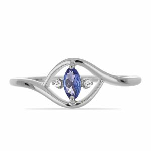 Ezüst Gyűrű Tanzanittal és Fehér Topázzal, Y57434/52 113167397 - Női kiegészítő