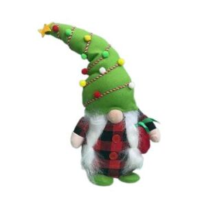 Zöld sapkás karácsonyi plüss manó - 50 cm