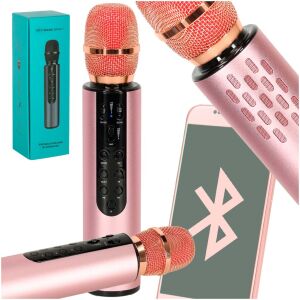 Pink Bluetooth wireless karaoke microphone with phone and box - Audio