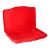 Red plastic kids car travel table with storage compartment, open, empty