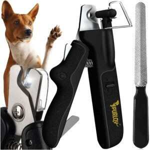 Purlov LED-Haustier-Nagelknipser für Hunde und Katzen mit Nagelfeile und LED-Licht - Bürste, Schermaschine, Schere, Krallenschneider für Haustiere