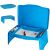 Blue kids car travel table with drawing supplies, storage and multiple views