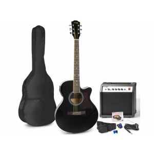 max ShowKit 4/4 Fekete Elektro-akusztikus gitár szett 40W erősítővel, tokkal, hangolóval és pengetőkkel - Hangszer