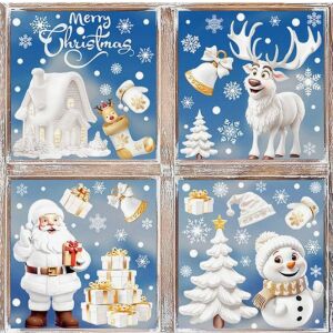 Karácsonyi sztatikus ablakmatrica, Vanco-Up - Fehér Télapó, hóember, rénszarvas 145356243 - Ablakmatrica