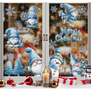 Karácsonyi sztatikus ablakmatrica, Vanco-Up - Csillogó kék manók, hóember, fenyőfák 145213070 - Ablakmatrica