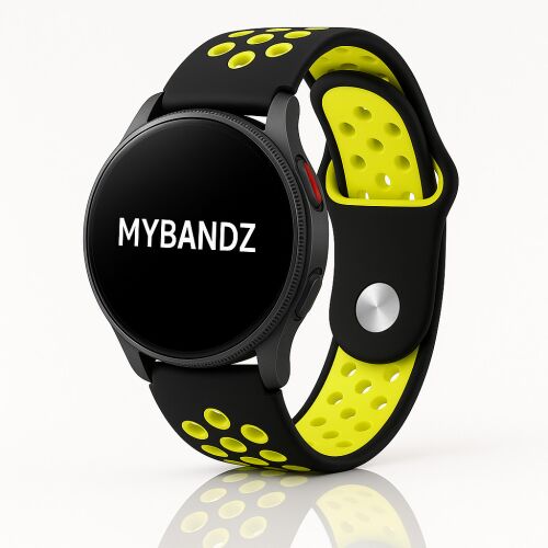 MYBANDZ Lélegző szilikon óraszíj / fekete-sárga / 22mm 143150718