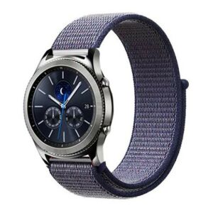 MYBANDZ éjkék szövött nylon óraszíj tépőzáras rögzítéssel Samsung Galaxy Watch-on - Mybandz