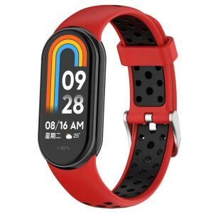 Mybandz Mi Band 8 piros-fekete lélegző szilikon óraszíj - Mybandz