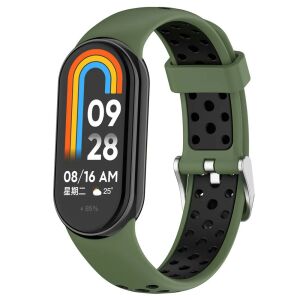 Mybandz Mi Band 8 khaki-fekete lélegző szilikon óraszíj - Mybandz
