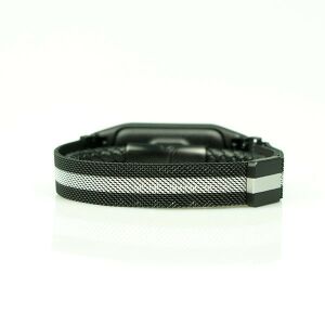 MYBANDZ Mi Band 5/6 Milánói mágneses fém óraszíj - fekete-ezüst - Mybandz