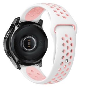 MYBANDZ Lélegző szilikon óraszíj - fehér-pink/ 20mm 143149982 - Okosóra szíj