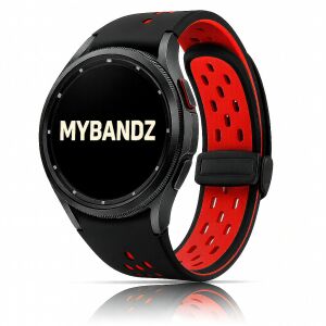 MYBANDZ Lélegző mágneszáras szilikon óraszíj /fekete-piros Galaxy Watch 4-5-6-7-7 145382928 - Okosóra szíj