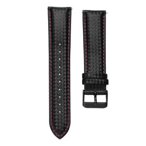 MYBANDZ karbonszálas bőr óraszíj - fekete-lila, 22mm - Okosóra szíj