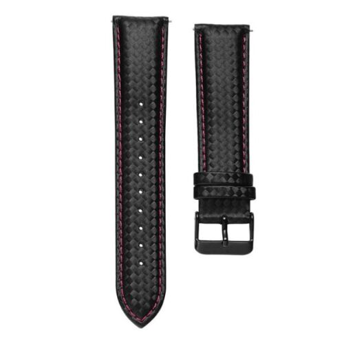 MYBANDZ karbonszálas bőr óraszíj - fekete-lila, 22mm