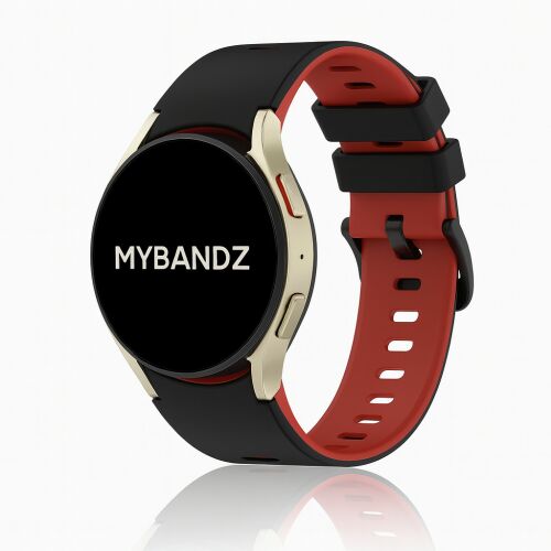 MYBANDZ kétszínű rés-nélküli szilikon óraszíj Galaxy Watch 4-5-6-7/fekete-piros/ 20mm 145220818