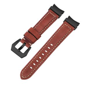 MYBANDZ Elegáns bőróraszíj Galaxy Watch 4-5-6-7/vörösbarna(fekete csat)/ 20mm 143150610 - Okosóra szíj