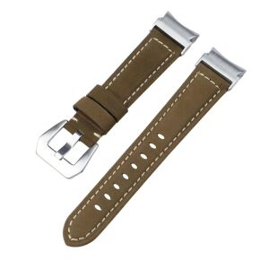 MYBANDZ barna bőr óraszíj Galaxy Watch 4, 5, 6, 7-hez ezüst csattal, 20mm - Mybandz