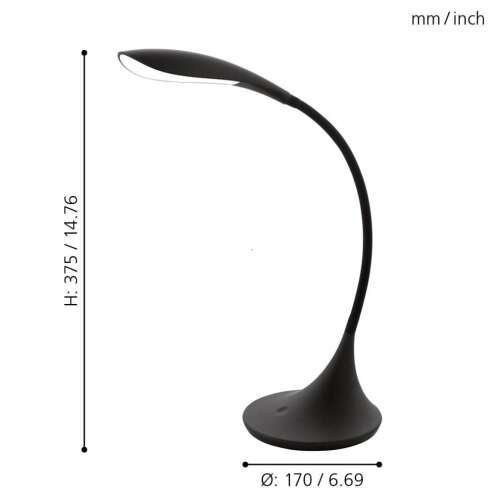 Eglo 94673 Dambera lampă de masă reglabilă cu LED cu întrerupător tactil, negru