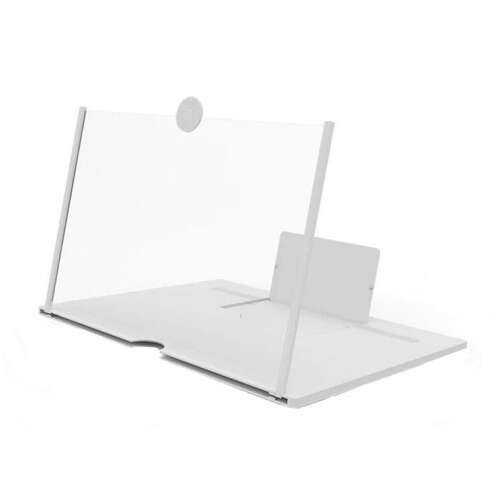 White mobile phone screen magnifier stand, ZMR-OT-3, for watching movies and videos on your phone