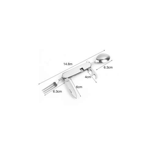 4:1-ben Multifunkcionális, rozsdamentes acél étkészlet / OT-GA-1, Sada príborov z nehrdzavejúcej ocele s nožom, vidličkou, lyžicou a otváračom na fľaše