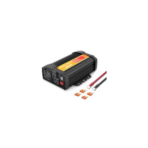 OT-CI-1 600W Auto-Wechselrichter mit Batterieklemmen, 12V/24V zu 220V AC-Wandler mit USB-Anschlüssen