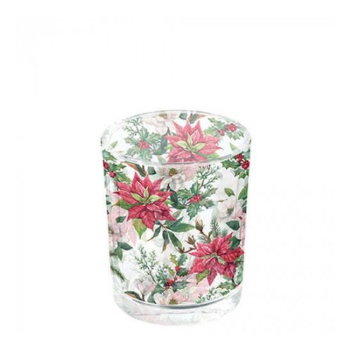 AMB.37318875 Christmas florals üveg mécsestartó 5,5x6cm 113257008