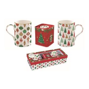 R2S.1497JING Porcelánbögre 350ml, 2db+fémdoboz 7,5x7,5x9cm, ajándékszett dobozban, Jingle Bells, Atmosphere 113257054 - Bögre