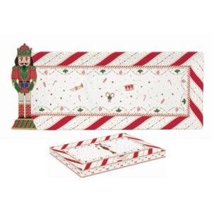 R2S.2076NTWI Porcelántálca 36x16cm, diótörő dísszel, dobozban, Nutcracker Twist 113257062 - Tálca