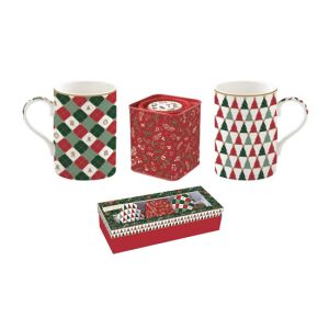 R2S.1497FACH Porcelánbögre 350ml, 2db+fémdoboz 7,5x7,5x9cm, ajándékszett dobozban, Fancy Christmas, Atmosphere 113257090 - Bögre