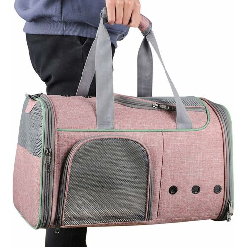 Manolex® szállítótáska kutyáknak és macskáknak + kefe + hordozható összecsukható tál, 45 x 28 x 28 cm, akár 10 kg-os súlyt is elbír, összecsukható, kényelmes és szellőző, többszörös hozzáféré