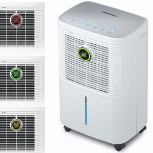 Berdsen White Compressor Dehumidifier with Humidity Level Indicators - Electric fireplace, Dehumidifier, Space Heater, Electric Heating Panel and Wood-burning fireplace