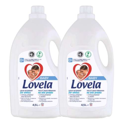 Lovela Baby hipoallergén folyékony mosószer fehér ruhákhoz, 2 x 4,5L, 100 mosás