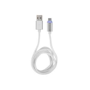 Cablu Extreme Media microUSB la USB (M), 1m, argintiu, LED - Natec