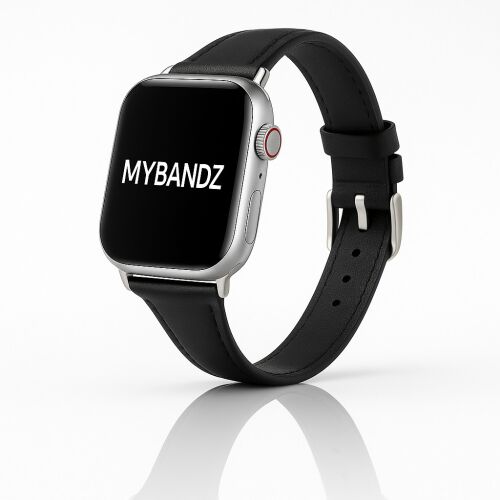 Apple Watch vékony bőróraszíj /fekete/ - ezüst csattal 40/41 és 42mm 143149691