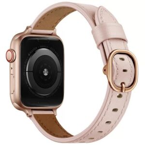 Apple Watch körcsatos bőróraszíj fém csattal /halvány pink/ 44/45/46/49 mm