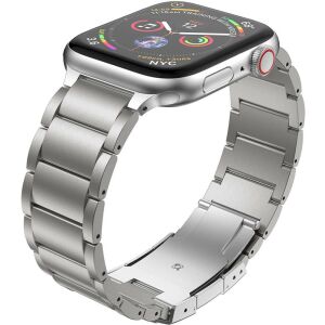 Apple Watch ezüst titán fém óraszíj 44/45/46/49mm - Okosóra szíj