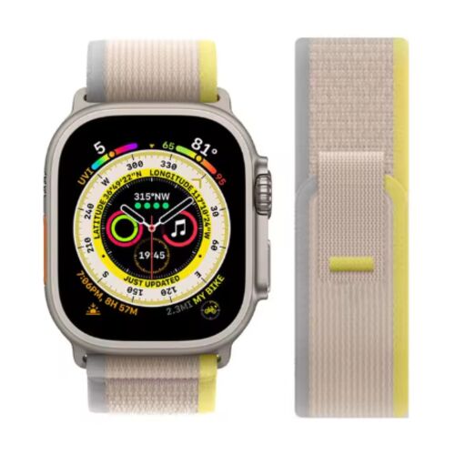 Apple Watch Trail Loop szíj (szürke/sárga) 44/45/46/49 mm-es órákhoz