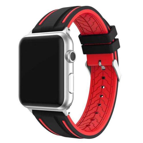 Apple Watch csatos szilikon óraszíj /fekete-piros/ 40/41 és 42mm