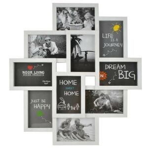 Fehér kollázs képkeret 10 fényképhez, családi fotó kiállítás - Képkeret