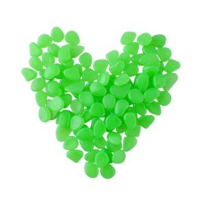 Világító kövek - 100 darab zöld világító kő szív alakban elrendezve - Iso Trade